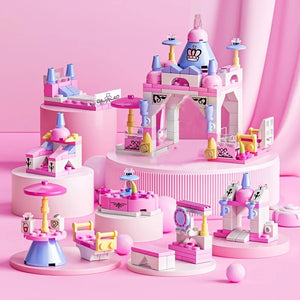 6-In-1 Girls Castle Building Block Kit - Create Unique Structures with Deformable Combinations Compatible