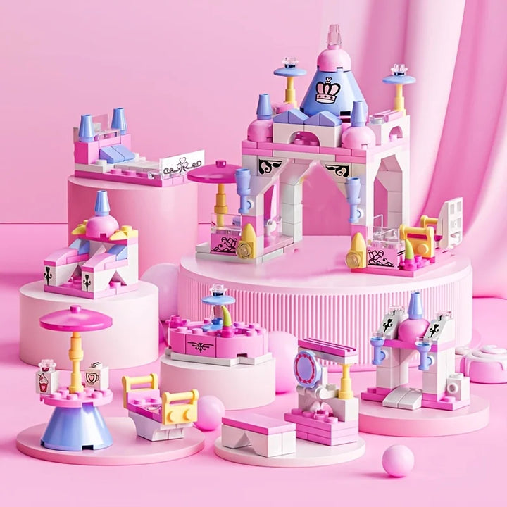 6-In-1 Girls Castle Building Block Kit - Create Unique Structures with Deformable Combinations Compatible