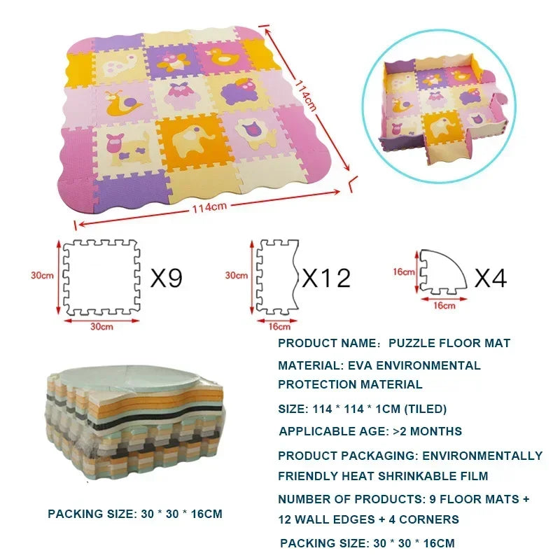 EVA Foam Baby Play Mat with Fence – Thick Puzzle Floor Mat for Kids & Toddlers