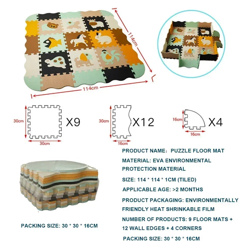 EVA Foam Baby Play Mat with Fence – Thick Puzzle Floor Mat for Kids & Toddlers
