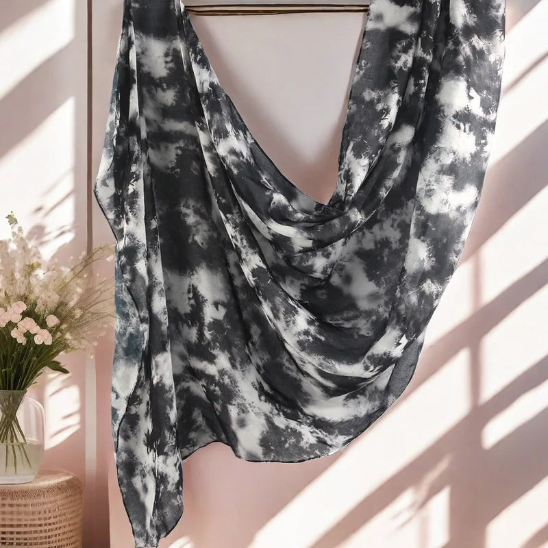 Watercolour Floral Printed Modal Hijab – Lightweight, Breathable, Soft Cotton Rayon Viscose Shawl for Muslim Women