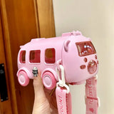"Cartoon Bus Straw Cup – Large Capacity Kids Water Bottle with Bounce Straw"