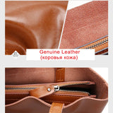 Women’s Genuine Cow Leather Tote – Large Vintage Handbag for Office & Daily Use