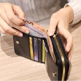 Women’s PU Leather Short Wallet – Luxury Plaid Nubuck Card Holder, Small Zipper Coin Purse