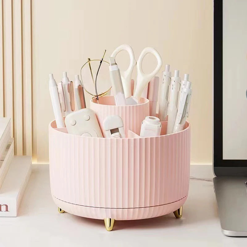 360° Rotating Makeup Organizer – Desktop Holder for Brushes, Lipstick & Jewelry