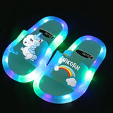 "Kids Unicorn Cartoon Slippers – Cute Light-Up Shoes for Boys & Girls"