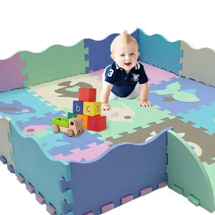 EVA Foam Baby Play Mat with Fence – Thick Puzzle Floor Mat for Kids & Toddlers