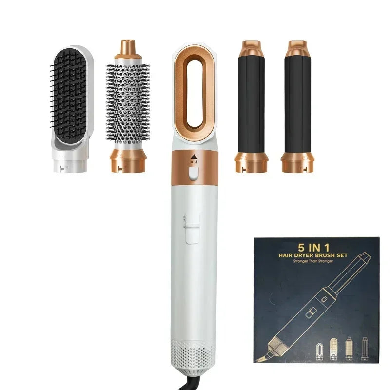 5-in-1 Hair Dryer & Hot Comb Set – Professional Curler, Straightener & Styling Tool