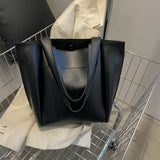 Women’s Soft Leather Tote Bag – Large Capacity Casual Shopper Handbag with Outer Pocket