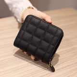 Women’s PU Leather Short Wallet – Luxury Plaid Nubuck Card Holder, Small Zipper Coin Purse