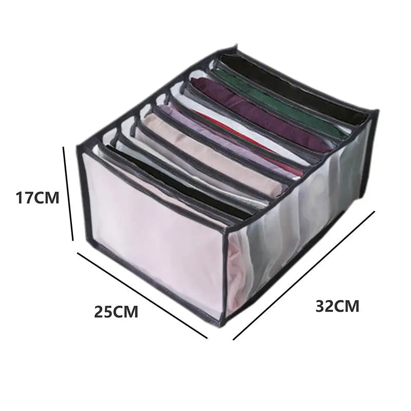 7-Grid Closet Organizer Box – Drawer Storage for Jeans, Socks & Pants