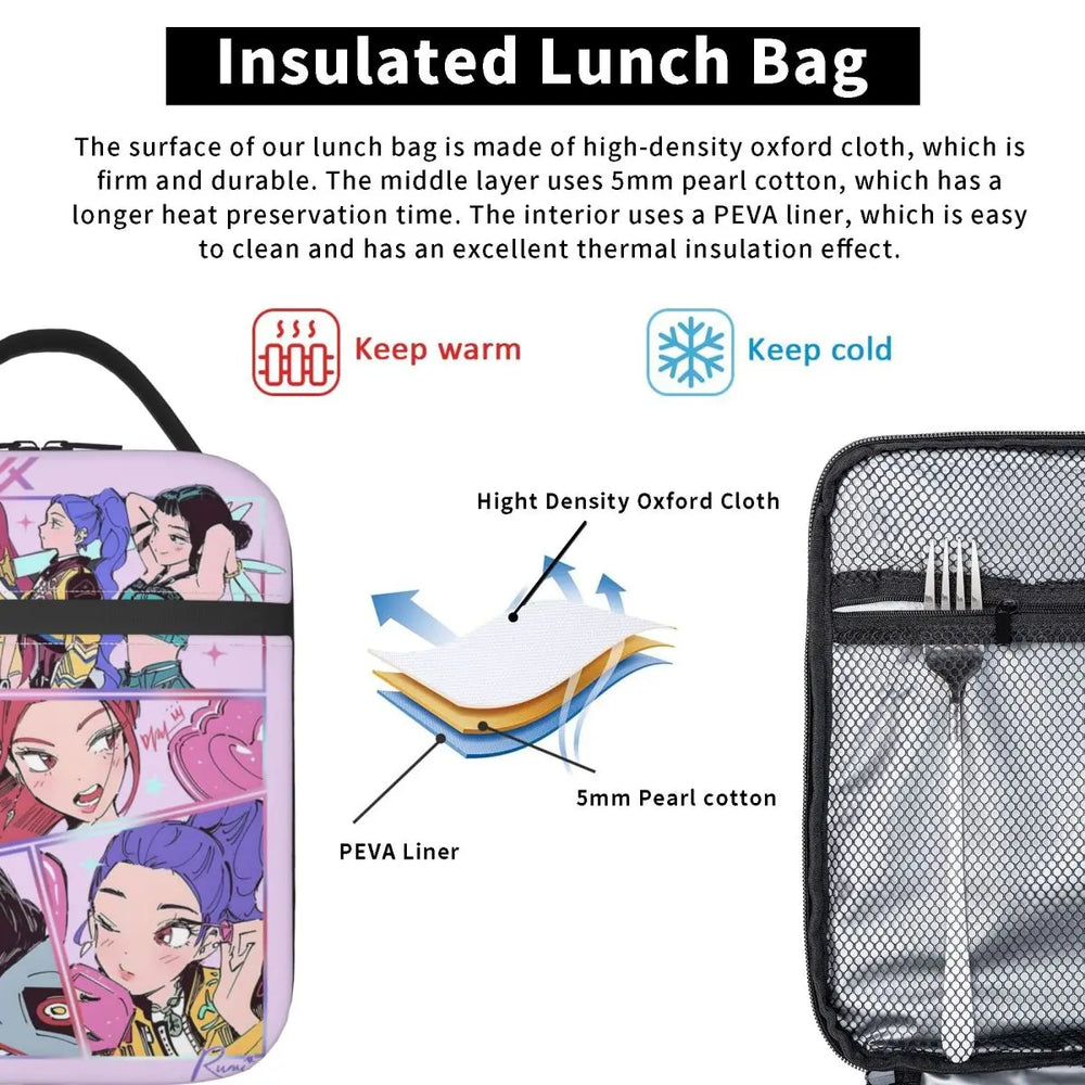 Huntrix K-Pop Lunch Bag – Cute Portable Cooler Tote for Kids