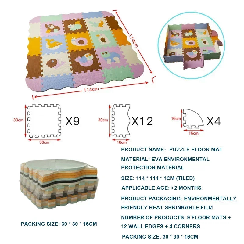 EVA Foam Baby Play Mat with Fence – Thick Puzzle Floor Mat for Kids & Toddlers