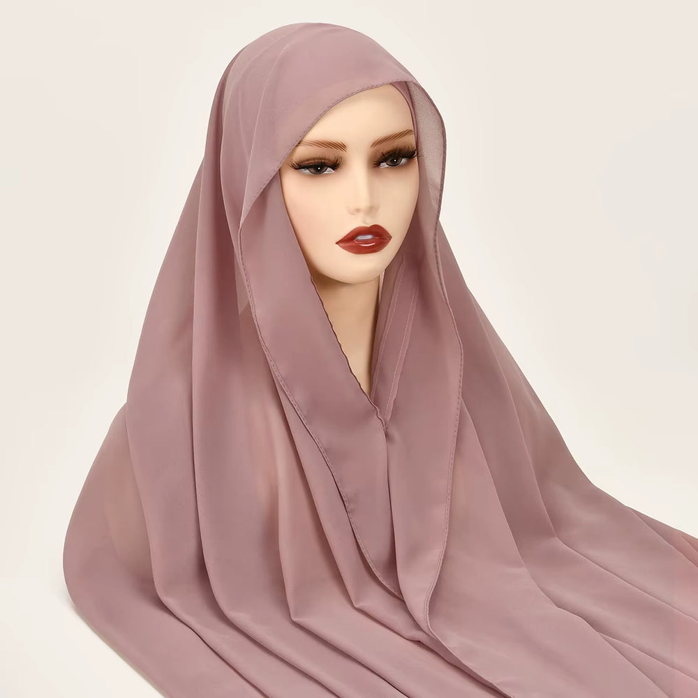 Newest Instant Chiffon Hijab with Magnetic Buckle Solid Color Woman Muslim Hijab Scarf Islamic Turban Fashion Headband Shawl