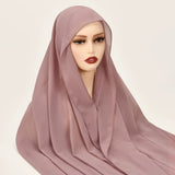 Newest Instant Chiffon Hijab with Magnetic Buckle Solid Color Woman Muslim Hijab Scarf Islamic Turban Fashion Headband Shawl