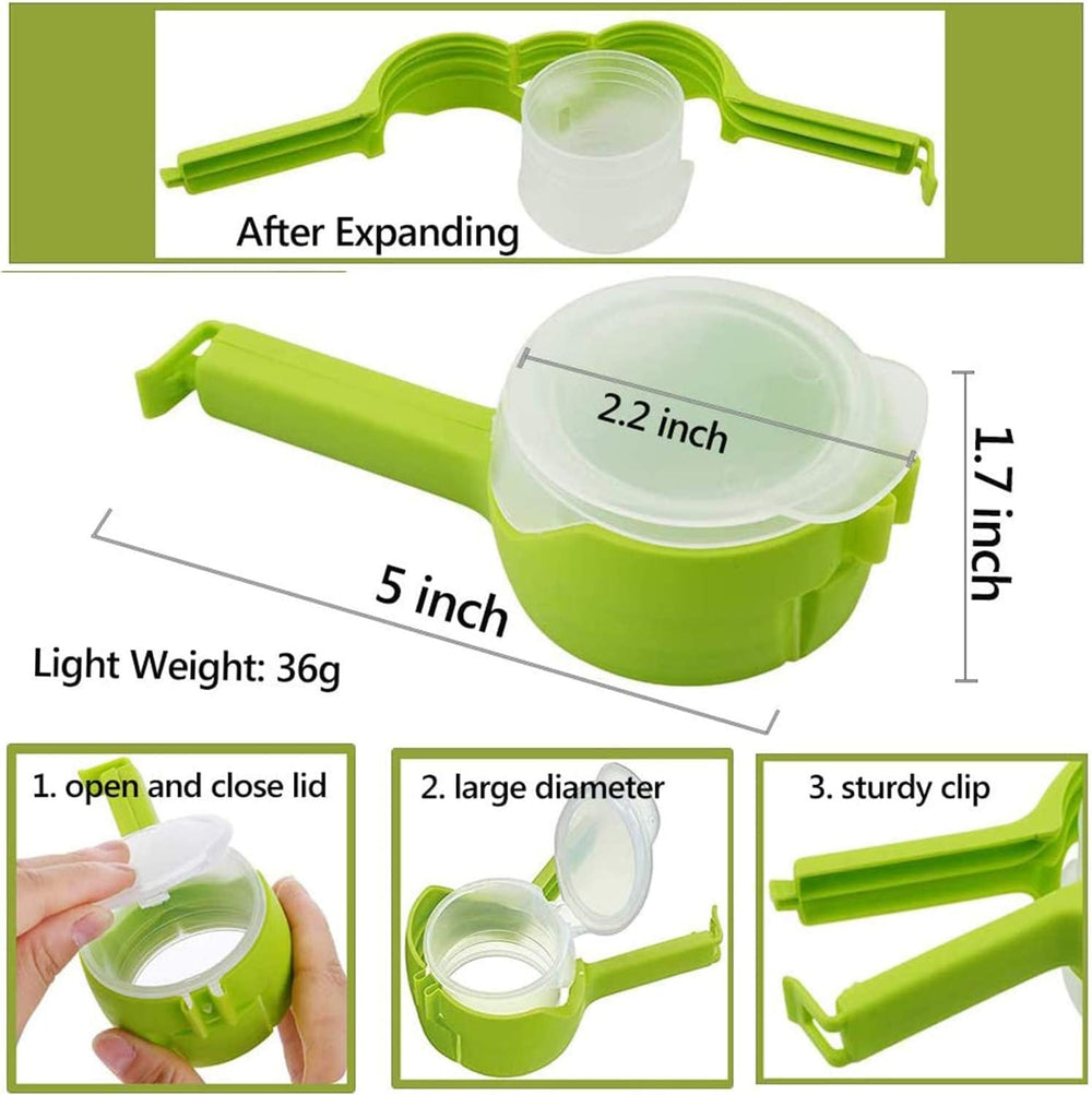 Kitchen Chip Bag Clips with Pouring Spouts - Reusable Plastic Cap Food Clips for Organizing and Storing Food in the Kitchen