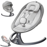 Electric Baby Swing for Infants – Bluetooth & Remote Control, 5 Speeds, 10 Music Modes, Adjustable Seat (0–9 Months, Gray)
