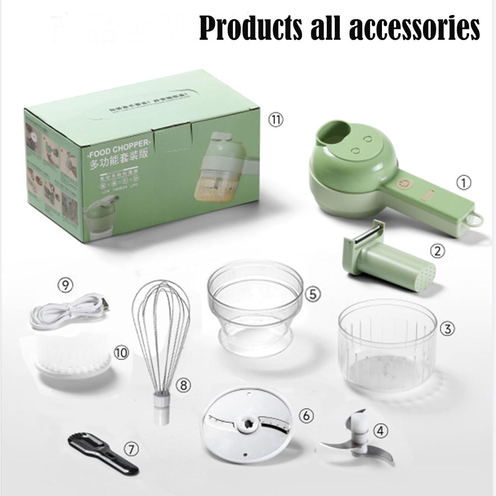 "5-in-1 Portable Electric Vegetable Cutter & Chopper – Multi-Functional Slicer, Shredder & Fruit Cutter"
