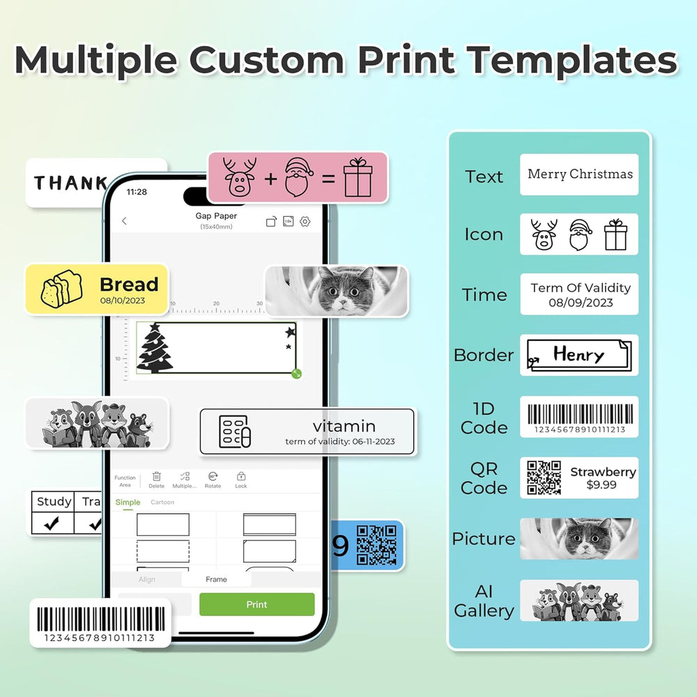 Label Maker Machine with Tape, P21 Bluetooth Label Printer, Wireless Mini Label Makers with Multiple Templates for School Office Home, Green