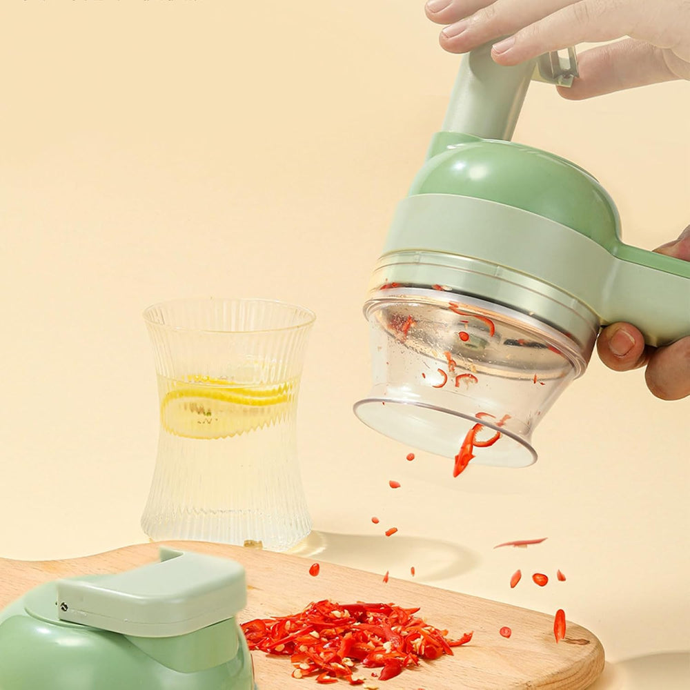 "5-in-1 Portable Electric Vegetable Cutter & Chopper – Multi-Functional Slicer, Shredder & Fruit Cutter"