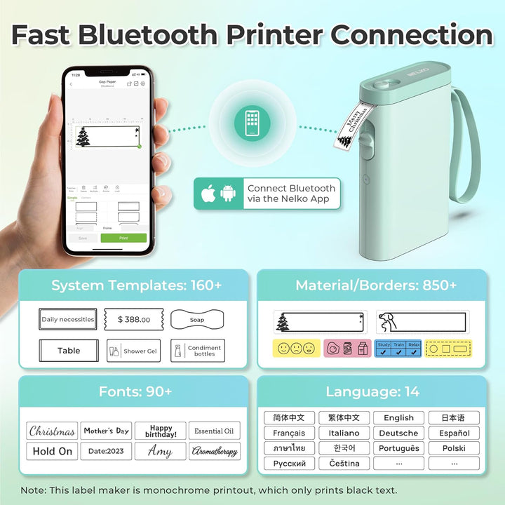 Label Maker Machine with Tape, P21 Bluetooth Label Printer, Wireless Mini Label Makers with Multiple Templates for School Office Home, Green