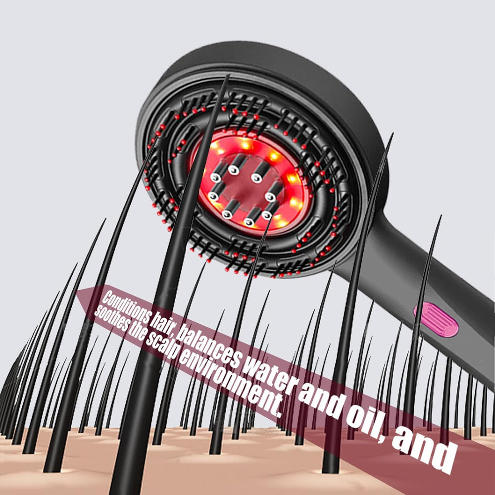 Red Hair Massager, Scalp Massager, Multi-Function Electric Scalp Massage Comb for Hair, Cordless Waterproof Oil Diffuser Massage Comb (Set Red)
