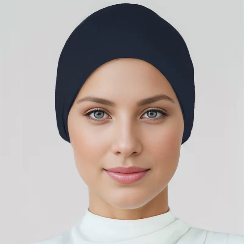 4Pcs Hot Sale Jersey Modal Hijab Underscarf Wrinkle Headband Wrap Plain Color Muslim Hijab Inner Elastic Islamic Turban Bonnet