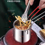 Stainless Steel Deep Fryer Pot with Basket – Small Multifunction Kitchen Frying Pan for Chicken & More