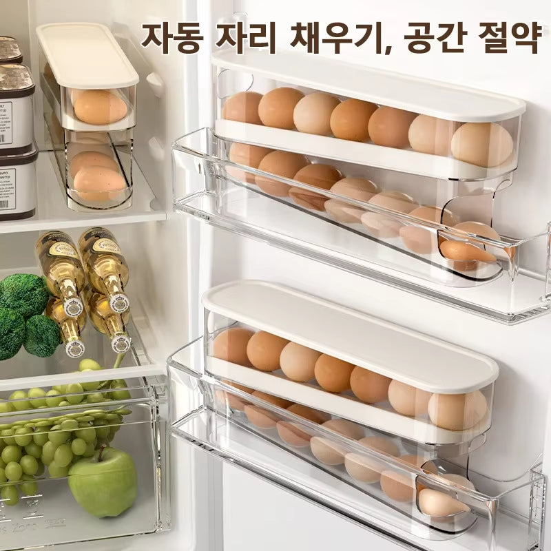 Slide Egg Carton – Double Automatic Egg Roller Storage Holder for Fridge Door & Kitchen Countertop