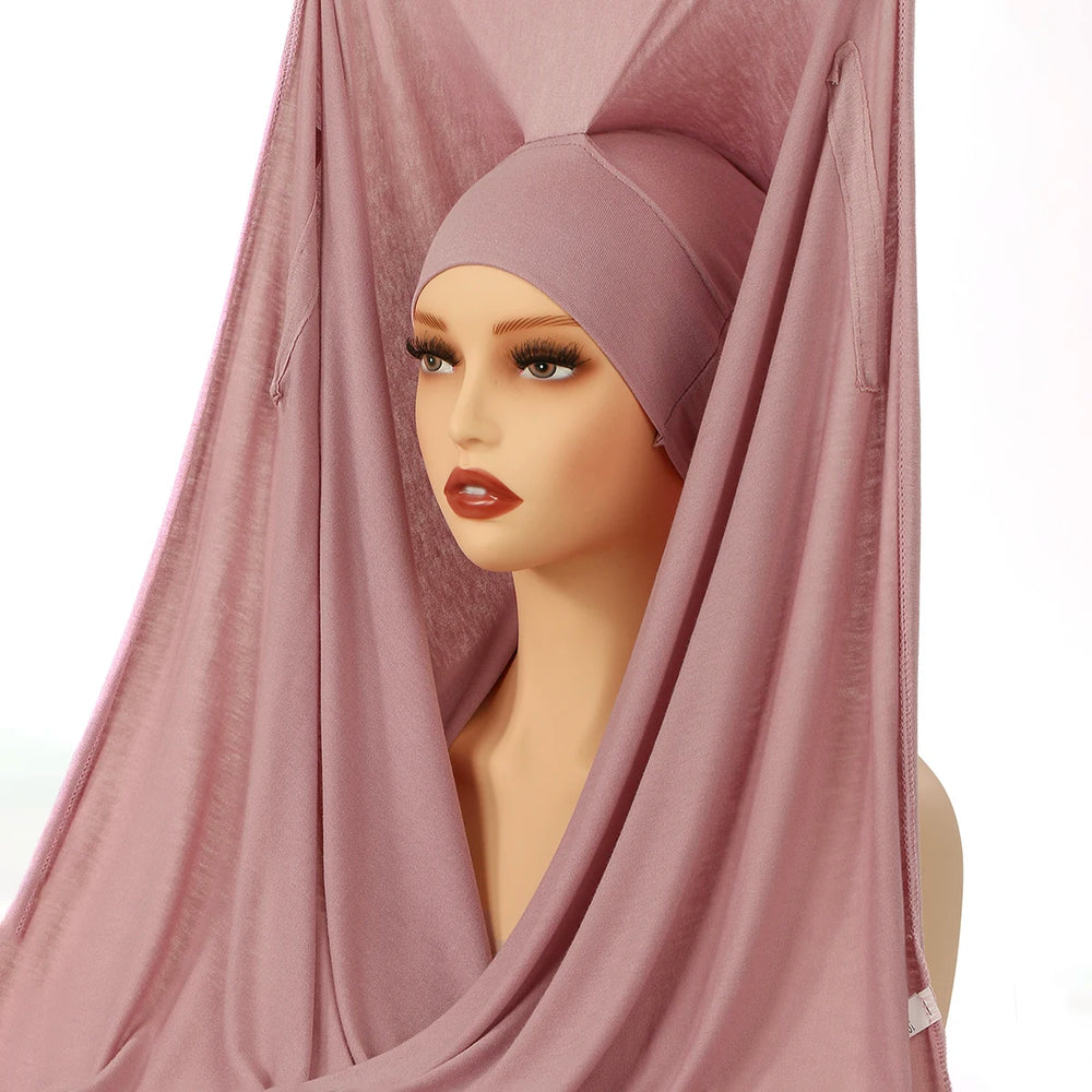Newest Instant Chiffon Hijab with Magnetic Buckle Solid Color Woman Muslim Hijab Scarf Islamic Turban Fashion Headband Shawl