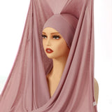 Newest Instant Chiffon Hijab with Magnetic Buckle Solid Color Woman Muslim Hijab Scarf Islamic Turban Fashion Headband Shawl
