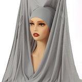 Newest Instant Chiffon Hijab with Magnetic Buckle Solid Color Woman Muslim Hijab Scarf Islamic Turban Fashion Headband Shawl