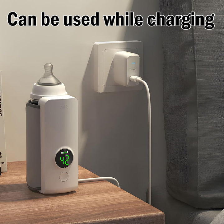 Portable Bottle Warmer for Travel, Rapid Warming with Battery-Powered Temperature Display, Waterless Milk Warming for Comfortable Baby Feeding on the Go