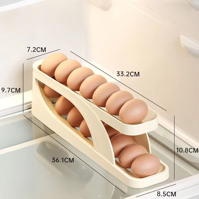 Slide Egg Carton – Double Automatic Egg Roller Storage Holder for Fridge Door & Kitchen Countertop