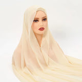Newest Instant Chiffon Hijab with Magnetic Buckle Solid Color Woman Muslim Hijab Scarf Islamic Turban Fashion Headband Shawl