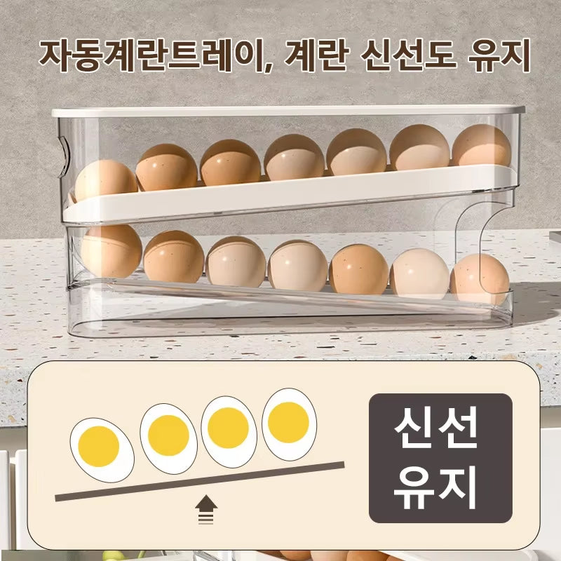 Slide Egg Carton – Double Automatic Egg Roller Storage Holder for Fridge Door & Kitchen Countertop