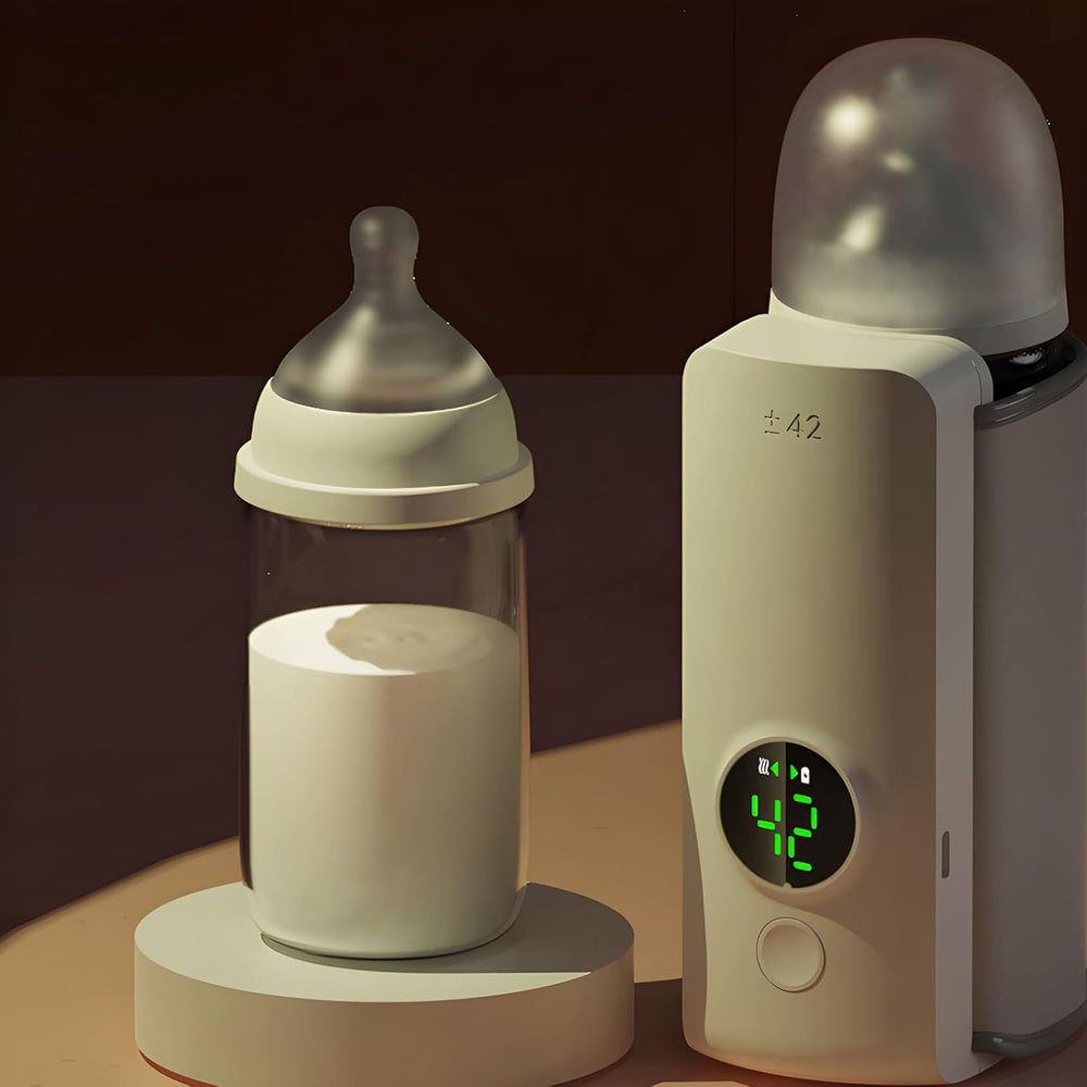 Portable Bottle Warmer for Travel, Rapid Warming with Battery-Powered Temperature Display, Waterless Milk Warming for Comfortable Baby Feeding on the Go