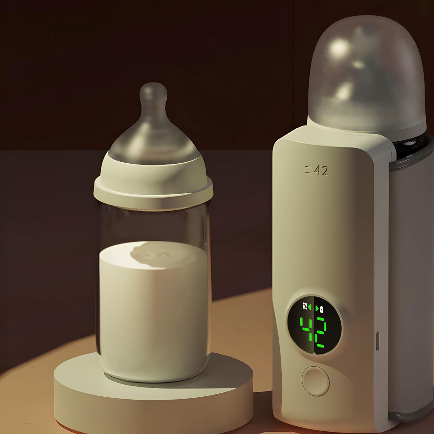 Portable Bottle Warmer for Travel, Rapid Warming with Battery-Powered Temperature Display, Waterless Milk Warming for Comfortable Baby Feeding on the Go