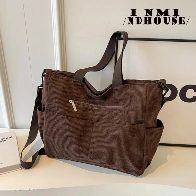 Fallow Fashion Large Capacity Canvas Tote Bags for Work Commuting Carrying Bag College Style Student Outfit Book Shoulder Bag 240821